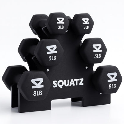 Neoprene Dumbbell Set with Stand - Black, 14.5kg
