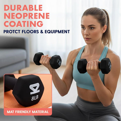 Neoprene Dumbbell Set with Stand - Black, 14.5kg