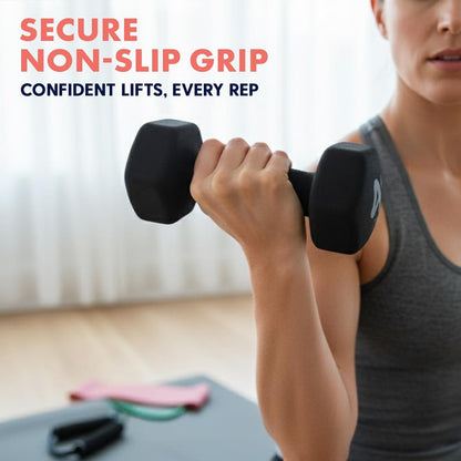 Neoprene Dumbbell Set with Stand - Black, 14.5kg