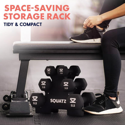 Neoprene Dumbbell Set with Stand - Black, 14.5kg