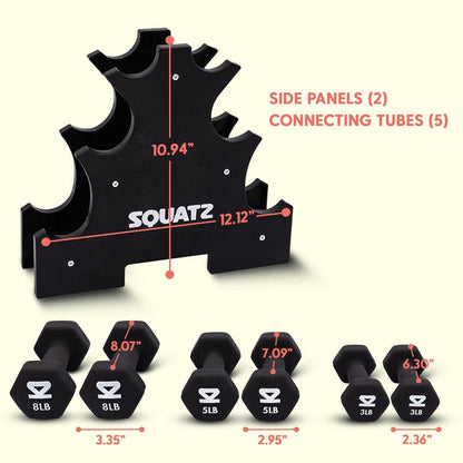 Neoprene Dumbbell Set with Stand - Black, 14.5kg