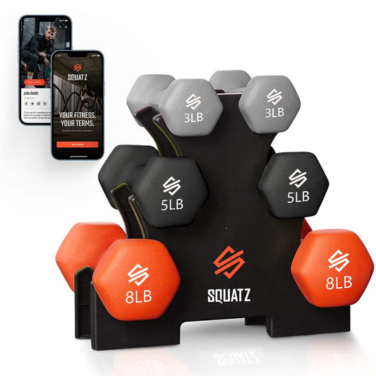Neoprene Dumbbell Set with Stand - Multicolour, 14.5kg