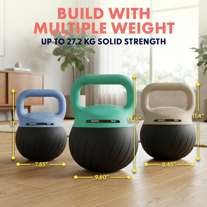 Soft Drop Kettlebell Set 3 Piece - Blue Beige Teal, 27.2kg