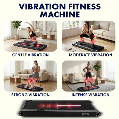 2 in 1 Walking Pad Treadmill with Vibration Plate - Black