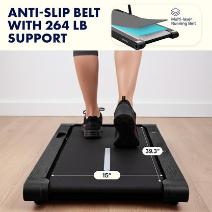 2 in 1 Walking Pad Treadmill with Vibration Plate - Black