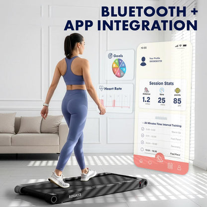 2 in 1 Walking Pad Treadmill with Vibration Plate - Black