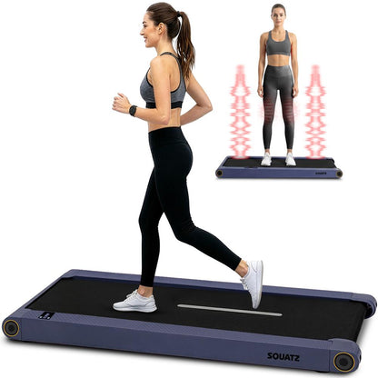 2 in 1 Walking Pad Treadmill with Vibration Plate - Blue