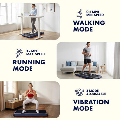 2 in 1 Walking Pad Treadmill with Vibration Plate - Blue