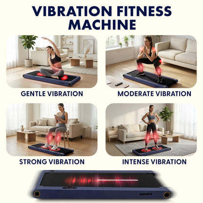 2 in 1 Walking Pad Treadmill with Vibration Plate - Blue