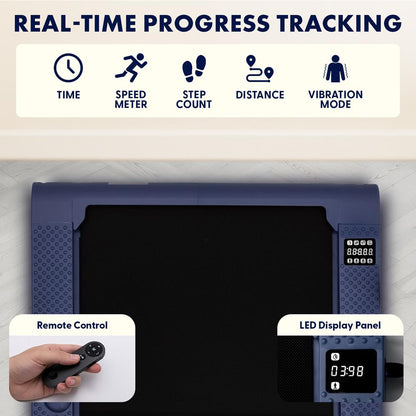 2 in 1 Walking Pad Treadmill with Vibration Plate - Blue