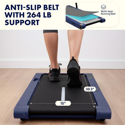 2 in 1 Walking Pad Treadmill with Vibration Plate - Blue