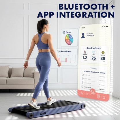 2 in 1 Walking Pad Treadmill with Vibration Plate - Blue