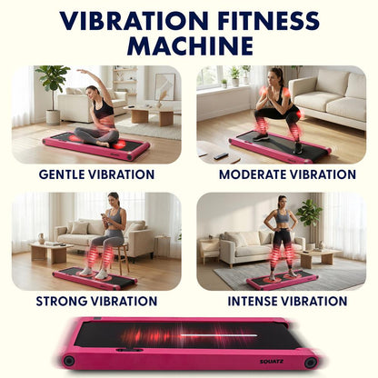 2 in 1 Walking Pad Treadmill with Vibration Plate - Pink