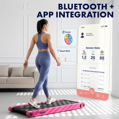 2 in 1 Walking Pad Treadmill with Vibration Plate - Pink