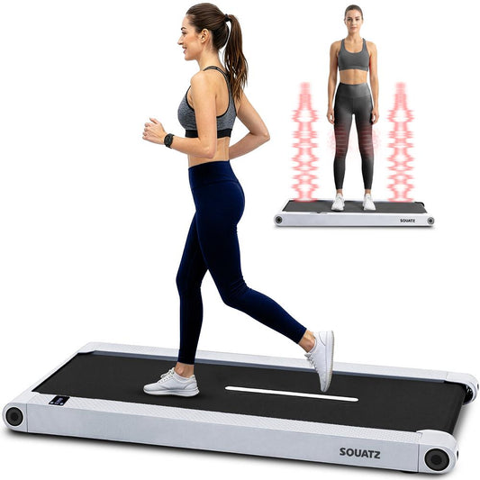 2 in 1 Walking Pad Treadmill with Vibration Plate - White