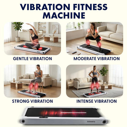 2 in 1 Walking Pad Treadmill with Vibration Plate - White