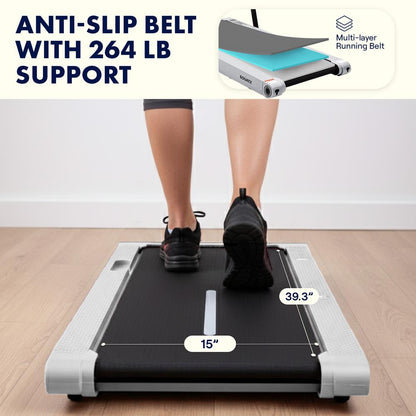 2 in 1 Walking Pad Treadmill with Vibration Plate - White
