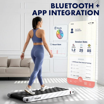 2 in 1 Walking Pad Treadmill with Vibration Plate - White