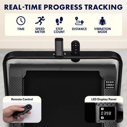 Folding Walking Pad Treadmill with Handlebar - Black