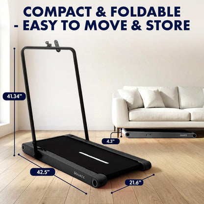 Folding Walking Pad Treadmill with Handlebar - Black