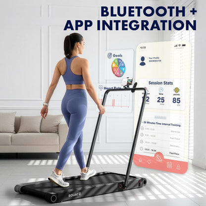 Folding Walking Pad Treadmill with Handlebar - Black