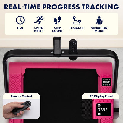 Folding Walking Pad Treadmill with Handlebar - Pink