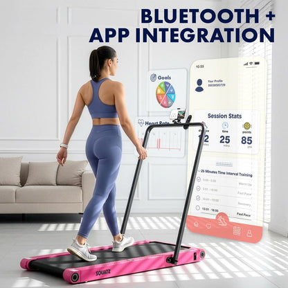 Folding Walking Pad Treadmill with Handlebar - Pink
